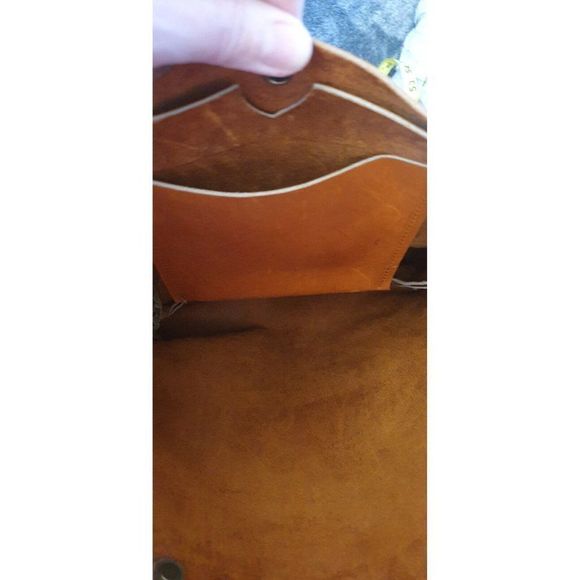 In Blue Brown Rustic Leather Tote Bag - Picture 7 of 11